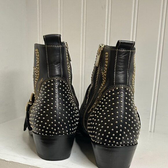 Anine Bing Leather Studded Accents Moto Boots Size 8 - Picture 5 of 8